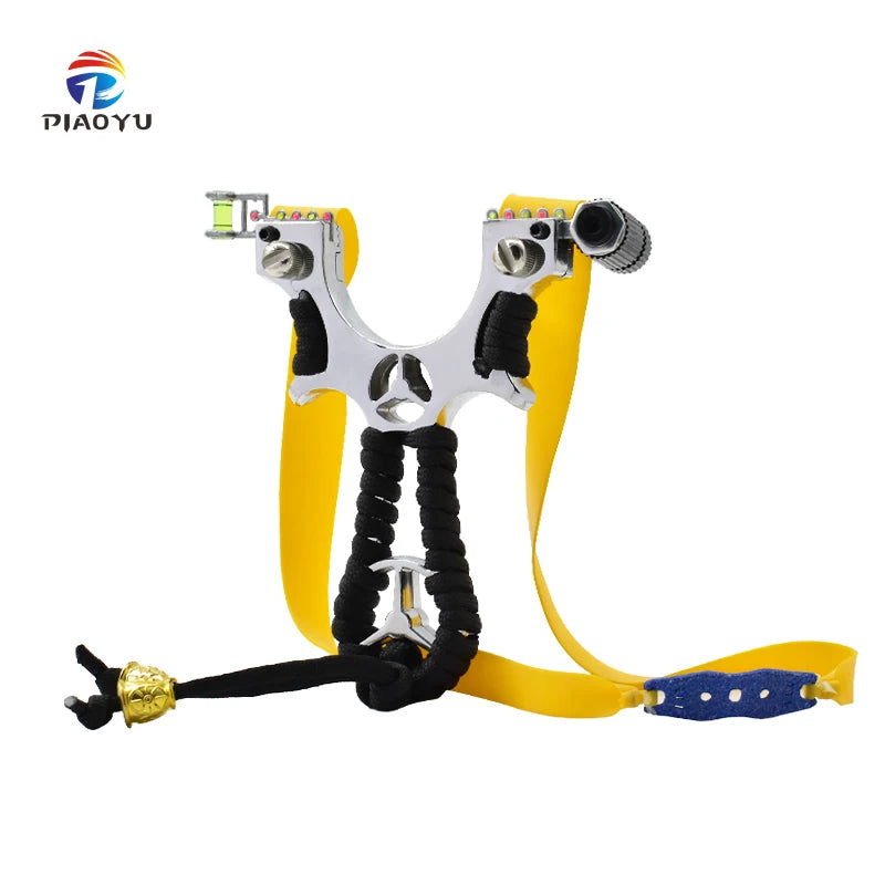 PIAO YU Kirsite Slingshot Zinc Alloy Multipurpose Outdoor Shooting Product with Red Laser and Rubber Band