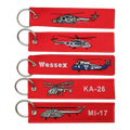 Warplane 125*25mm Embroidered Keychains Merrow Border With Metal Ring