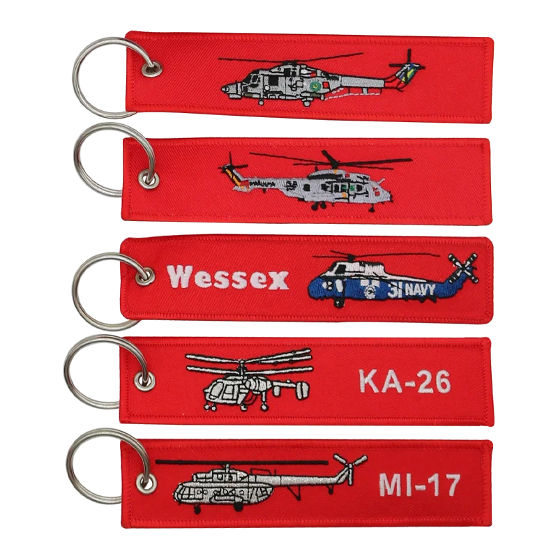 Warplane 125*25mm Embroidered Keychains Merrow Border With Metal Ring
