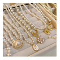 Fashionable Luxury Gold Vintage French Romantic Imitation Pearl Necklace Pendant Beads Heart Butterfly Clavicle Anniversary Gift