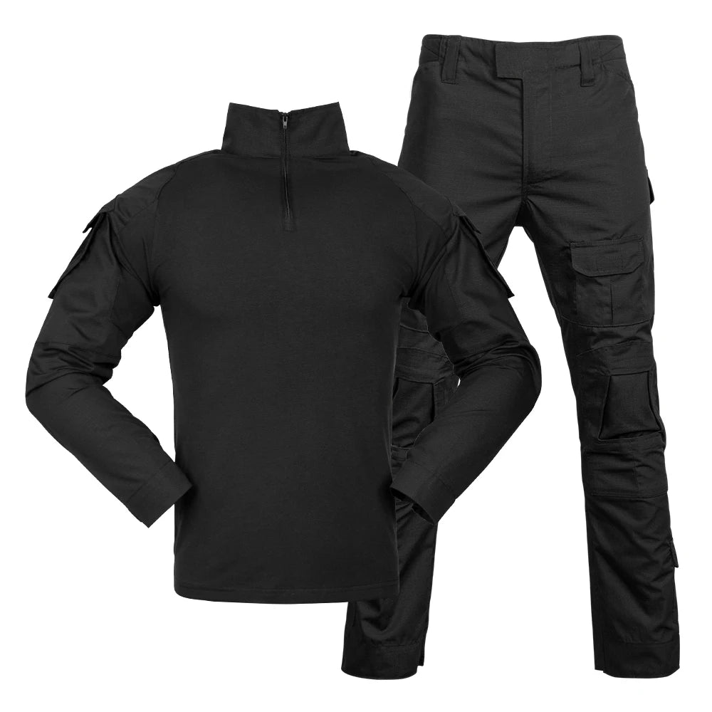 New Style Black Camouflage Breathable Rip-Stop Tactical Frog Suit Set Jacket and Pants Factory Custom Made