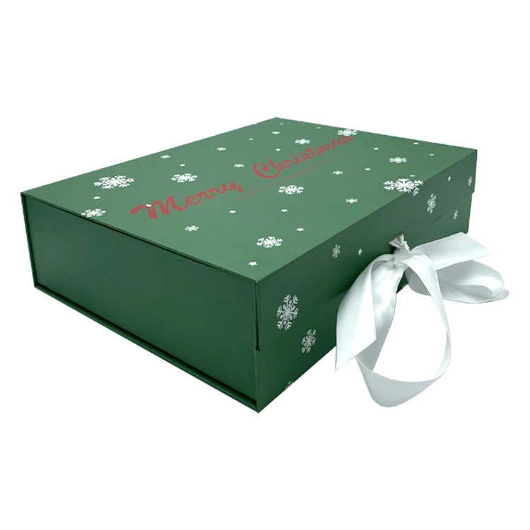 Customization logo Luxury Small Green Wedding Magnetic Christmas Kraft Paper Gift Card Box Packaging for Clothes