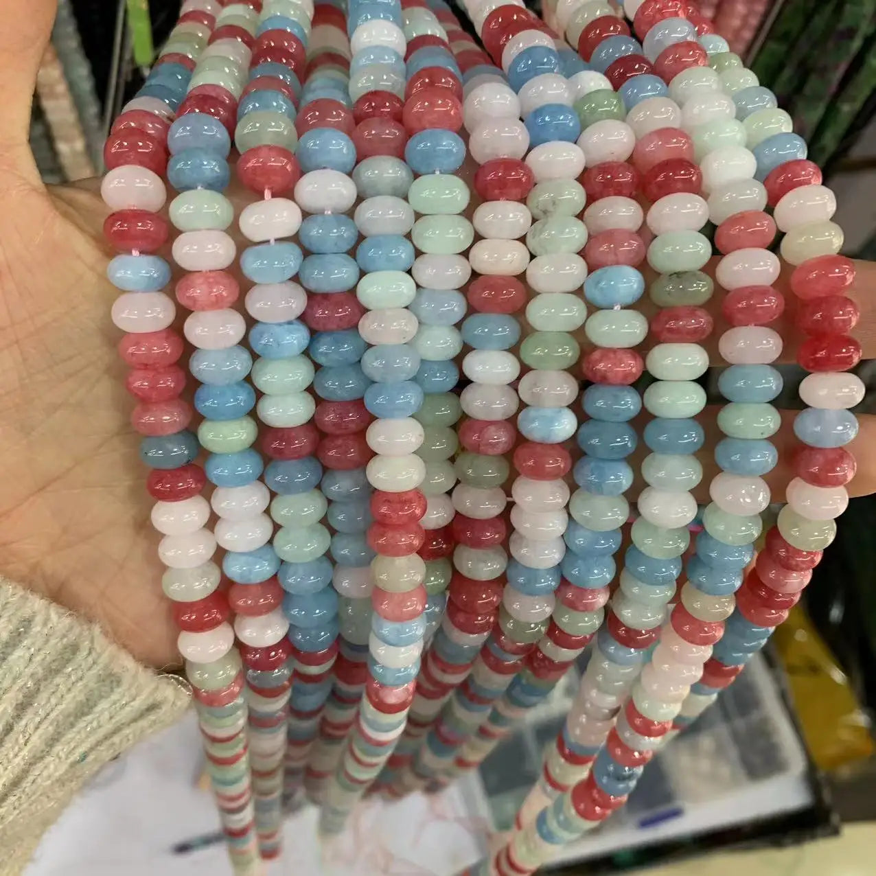 Wholesale 5*8mm Multicolour Jade Abacus Rondelle Spacer Beads for Jewelry Making Diy