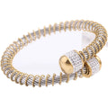 Jiagelin Programmable LED 925 RFID Gold Plated Stainless Steel Zircon Key Shape Pattern Leather Wedding Punk Style Bracelet Gift