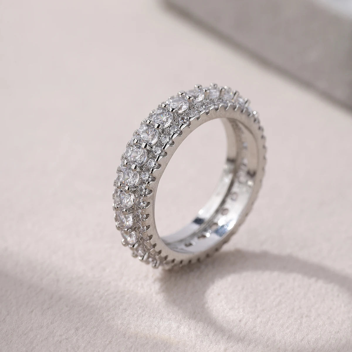 Hiphop Style Copper Round Zircon Ring Fashion Jewelry for Men and Women