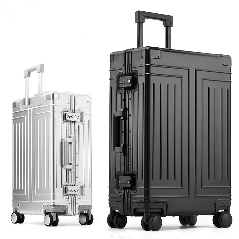 Luxury Travel Hard Shell Suitcase All Aluminum Carry on Luggage Aluminum Suitcase With TSA Locks & Removable Spinner Wheels