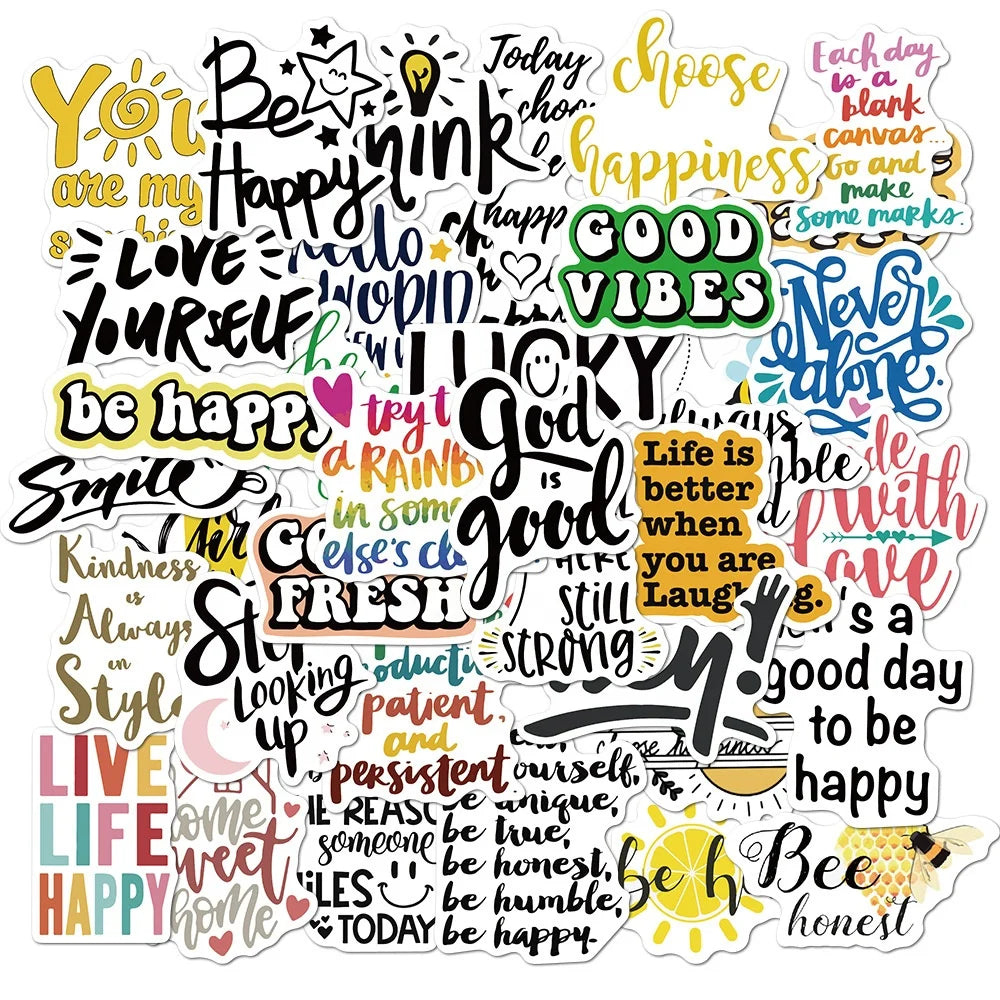 50PCS Inspirational Slogan motivational vinyl stickers for Adults Teens Students notebook computer Luggage