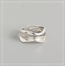 Trendy 925 Sterling Silver Adjustable Irregular Opening Rings for Women-Wedding & Party Jewelry