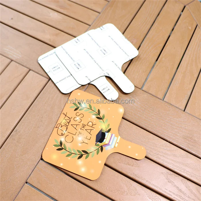 MDFSUB Customized Painted Sublimation MDF Hand Paddle Church Blanks White DIY Eco-Friendly Memorial Gift Graduation Fans