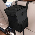 Black Waterproof Car Organizer Bag with Lid Hanging Auto Garbage Can Trash Can Special Purpose Case