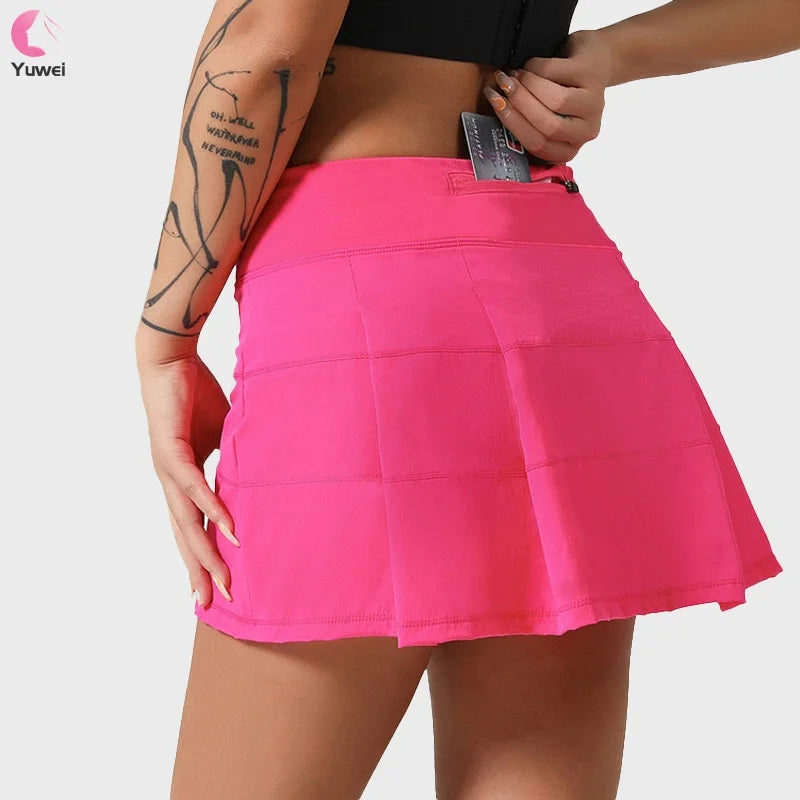 High Waisted Lightweight Pleated Tennis Skirts for Women Golf Skorts with Shorts Pockets Athletic Wear