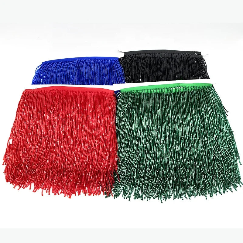 Ready Stock Supply 14cm Fringes and Tassels Beads Fringe Trimming for Latin Dress Fringe