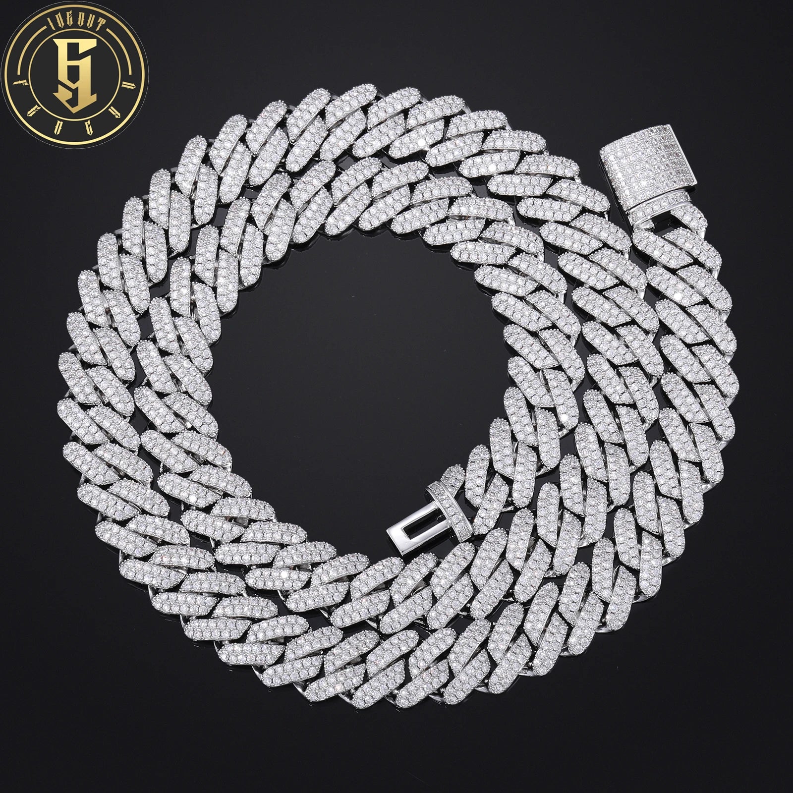 Luxury Hip Hop Bling Men Jewelry 14mm Brass 2 Rows AAAAA Zircon Diamond Iced Out Cuban Link Chain Necklace