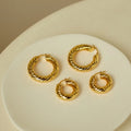 Fashion Personalized 14K and 18K Gold Plated Jewelry Hoop Earrings With U Shaped Spiral Thread Hemp Rope Pattern Earring