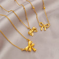 Dainty Gold Plated Titanium Steel Bow Tie Necklace No Fade Stainless Steel Bow Knot Choker Necklace Women Jewelry