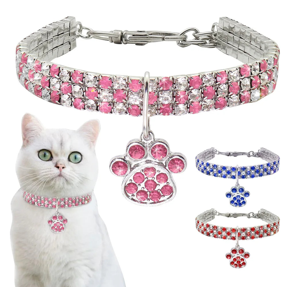 Wholesale Luxury Shiny Rhinestone Heart Pendant Dog Necklace Jewelry