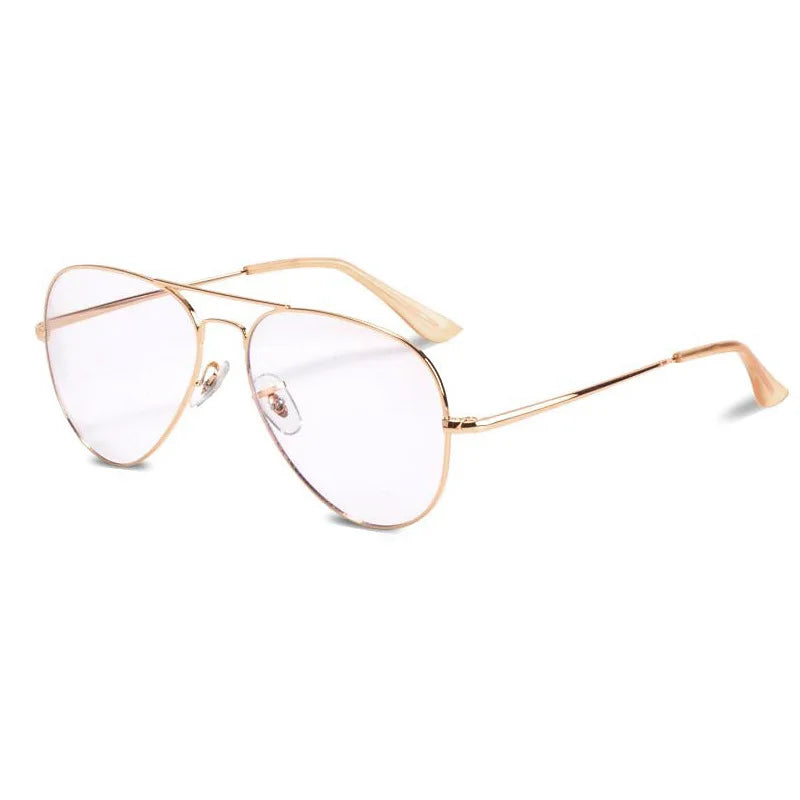 Aviation Metal Frame Sunglasses Classic Optics Eyeglasses Transparent Clear Lens Women Men Glasses Optical Pilot Style
