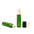 In Stock 10ml Green Glass Roll on Bottle With Steel Roller and White/black Cap for Cosmetics