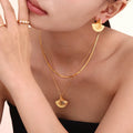 European and American Geometric Conch Hat Earrings Zircon Shell Pendant Necklace Fashion New Titanium Steel Jewelry Set