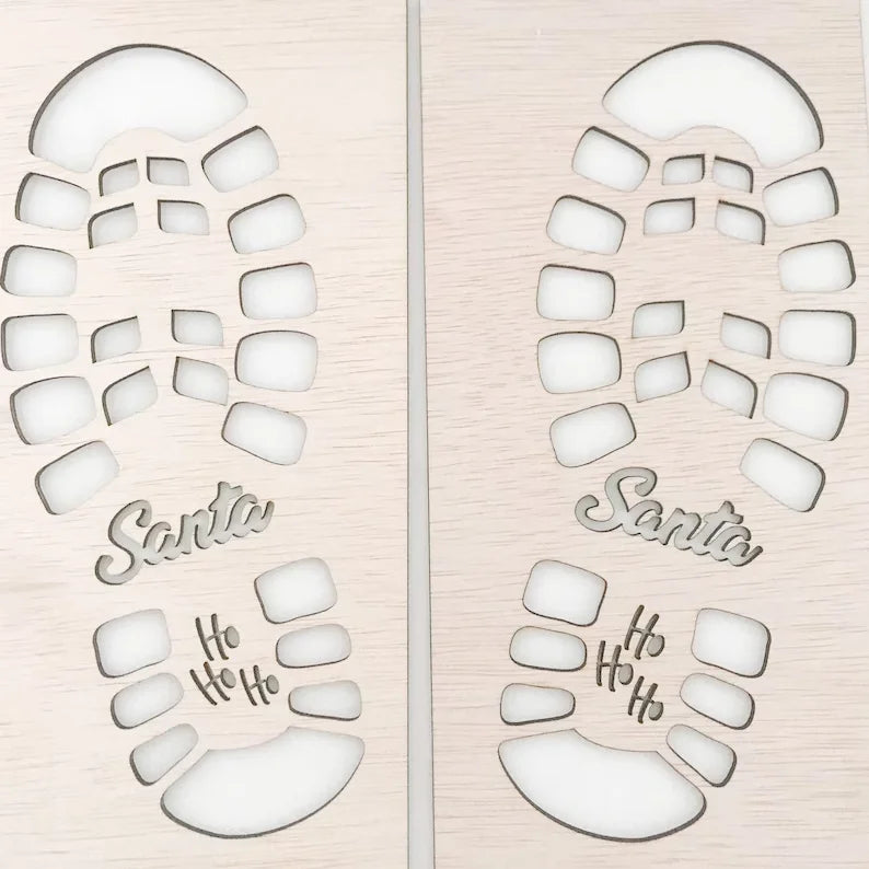Wooden Christmas Decor Xmas Santa Bootprints Wooden Christmas Stencils