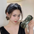 Summer Fashion Korean Women Anti-slip INS Style Fine Flash Wide Side Headband Elegant Simple Pop Wig Braid Headband