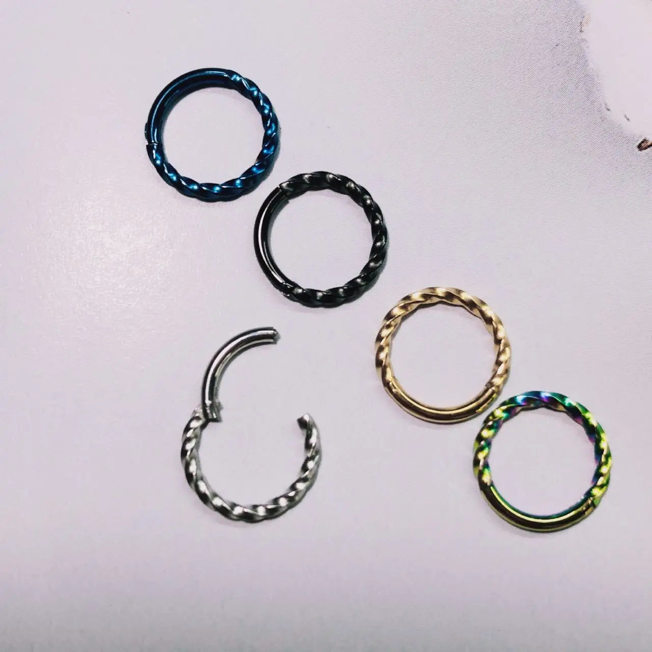 Evorte 16G 1.2*6*8/10/12mm 316L Stainless Steel Gold Plated Seamless Nose Septum Clicker Ring Hoop Helix Daith Piercing Jewelry