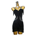 Women Dance Costume Latin Dance Skirt Stage Performance Dress Rhinestone Tassels Girl's Latin Dress