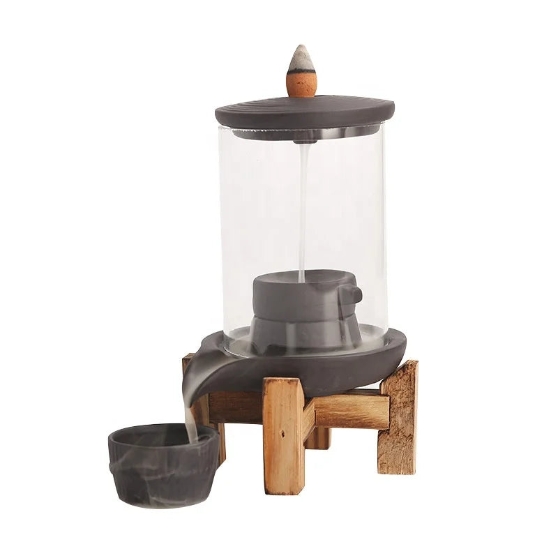 11.7*9.5*17cm Smoke Fountain Plastic Design Ceramic  Backflow  Incense Holder Burner Waterfall