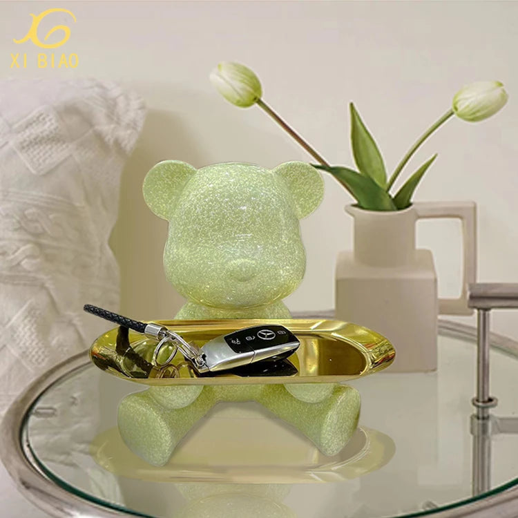 Modern Fashionable Love Model Violent Bear Resin Hand-painted Customizable Cute Tray Jewelry Storage Desktop Living Room Bedside