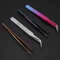Upgraded Anti-static Stainless Steel Curved of Tweezers for Painting Rainbow Multi Colored Eyelash Extension Tweezers