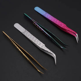 Upgraded Anti-static Stainless Steel Curved of Tweezers for Painting Rainbow Multi Colored Eyelash Extension Tweezers