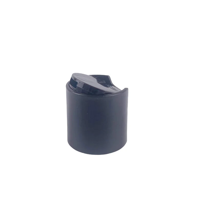 24/410 28/410 Plastic Black Disc Top Cap Non-Spill Screw-On Packaging Free Sample Hand Press Small Lotion Cap Design Shampoo
