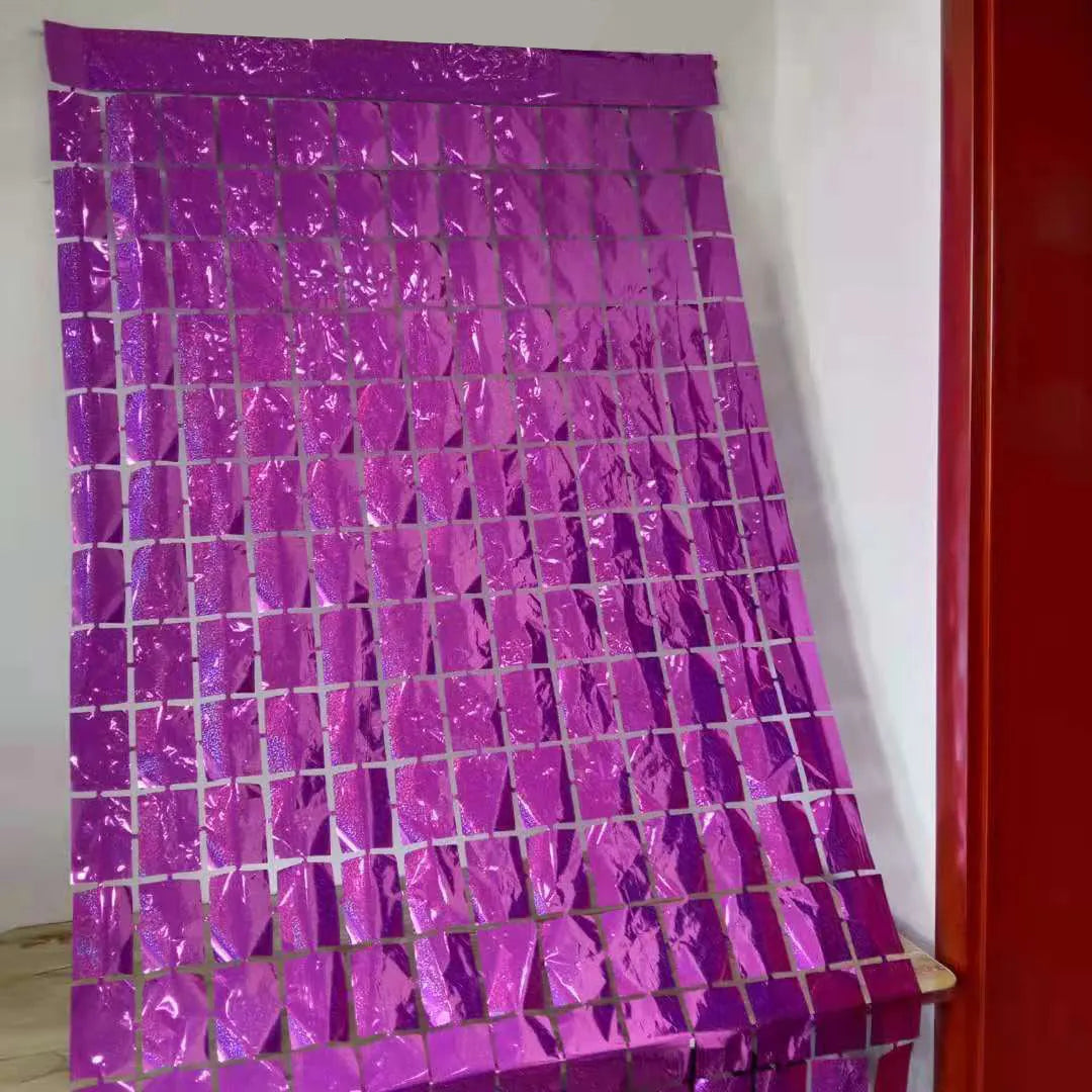 1m * 2m Christmas Liusumen Wedding Party Background Decoration Square Foil Curtain Rain Silk Curtain Color Rain Silk Door