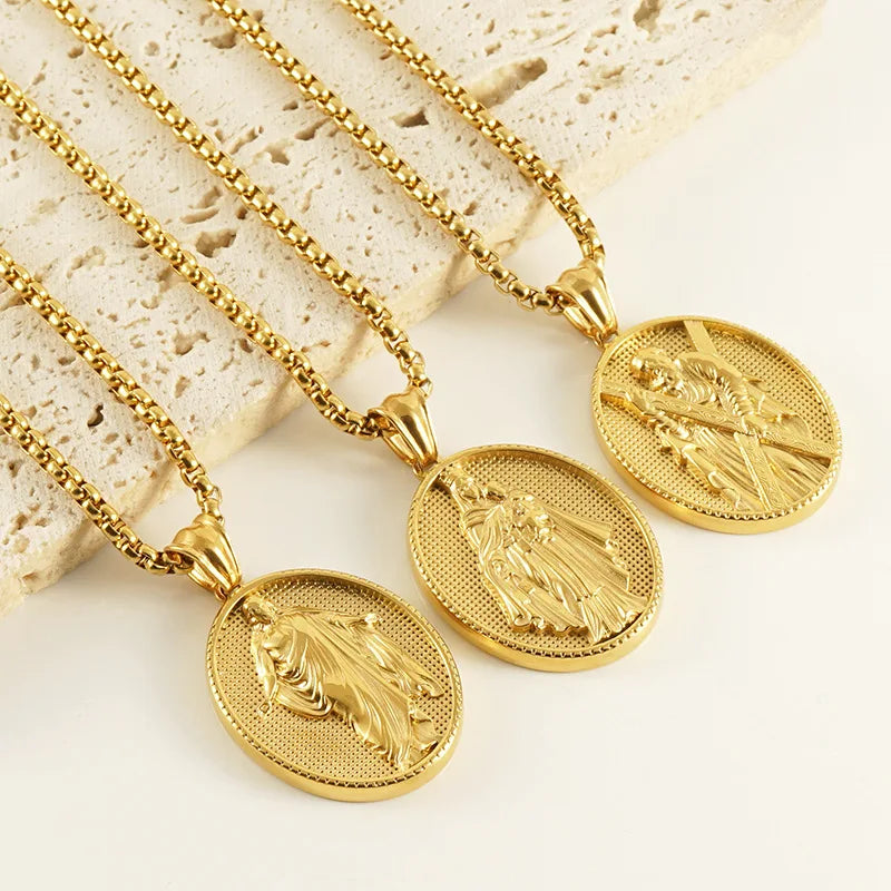 Hip Hop Western Mythology Series Pendant Necklace 18K PVD Gold Plated Stainless Steel Jewelry Necklace for Men