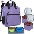 Dog Travel Backpack Pet Supplies Tote Water-resistant Placemat 2 Collapsible Bowls Food Carrier Eco-Friendly Zipper Cotton Linen