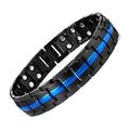 Men's Health Function Magnetic Bracelet in New Black and Blue Stainless Steel Fashion Charm Accessory