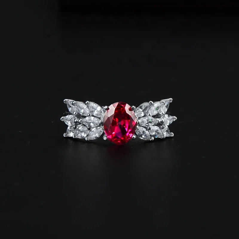 Fine Jewelry Ruby Zircon Stone Ring 925 Sterling Silver Jewelry Cz Rings for Women Gift