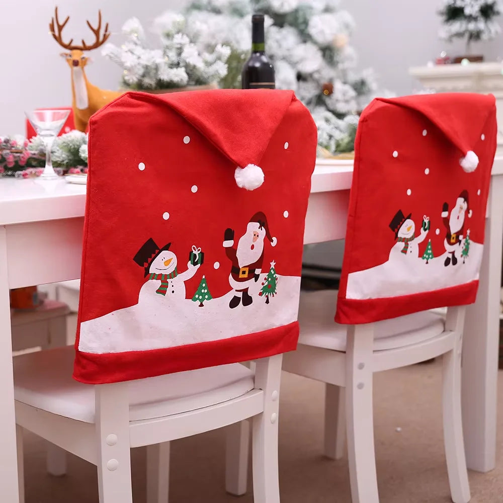 New Cartoon Old Man Snowman Stool Cover Christmas Decorations Christmas Non-woven Chair Cover