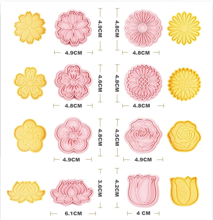 Saffron 8pcs/box Hot Flowers Cookie Mold Set of 8 Pcs Flower Cookies Maker Plastic Cutter for Homemade Cookie