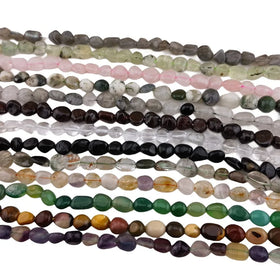 Fashion 8-12mm Tumbled Rough Raw Lapis Lazuli Stone String Natural Nugget Tumble Bracelet Necklace Making Black Tiger Eye Quartz