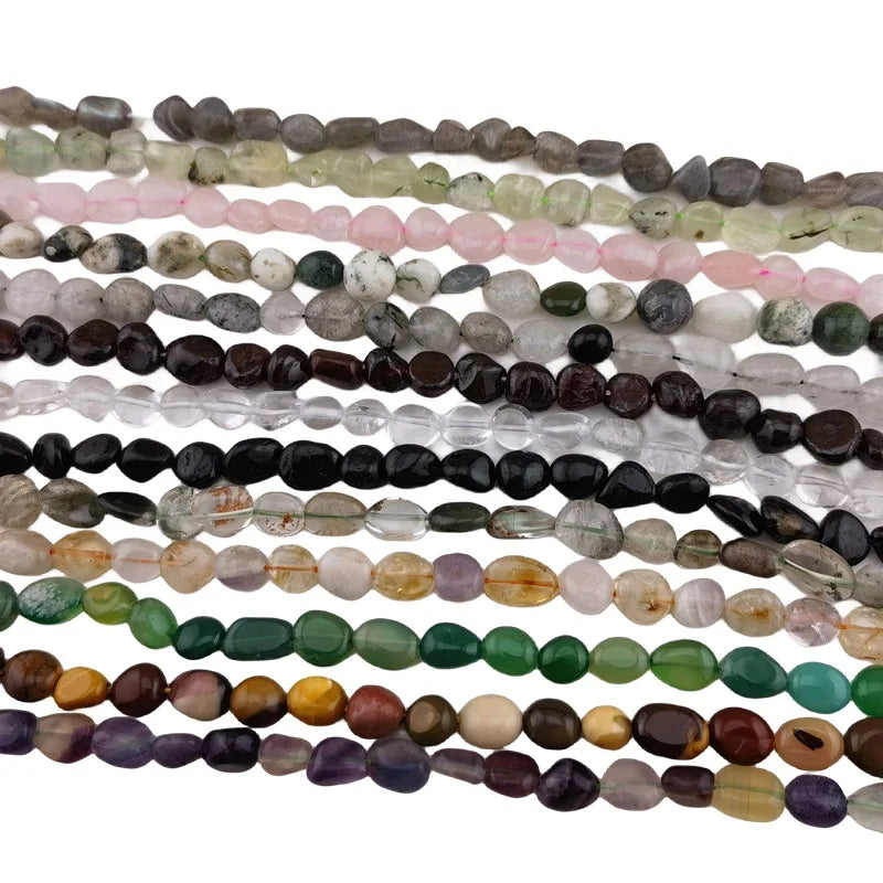 Fashion 8-12mm Tumbled Rough Raw Lapis Lazuli Stone String Natural Nugget Tumble Bracelet Necklace Making Black Tiger Eye Quartz