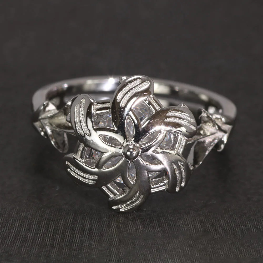 Genuine 925 Sterling Silver Ladies Ring the Galadriel Nenya Zircon Ennagement Wedding Band Ring