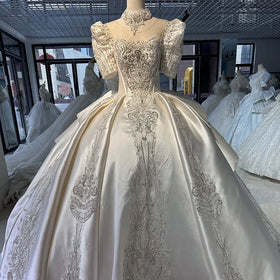 Jancember XS003 Elegant Soft Satin Sequins Wedding Dresses Fashion 2018