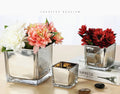 White Black Ceramic Glass Square Silver Plated Gold Plated Mirror Fish Tank Colorful Glass Vase Square Vat MegaBDM