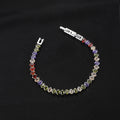 Tarnish Free Durable Fold Over Clasp Stainless Steel Simple Wrist Chain Glossy Oval Cut Colorful Zircon Chain Bracelet for Women