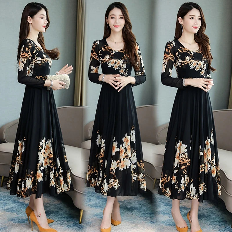 YiXin Dresses Women Ladies Summer Casual 2022 Cheap Dresses Wholesale Floral Long Sleeve Midi Length Cheap Casual Women Dress