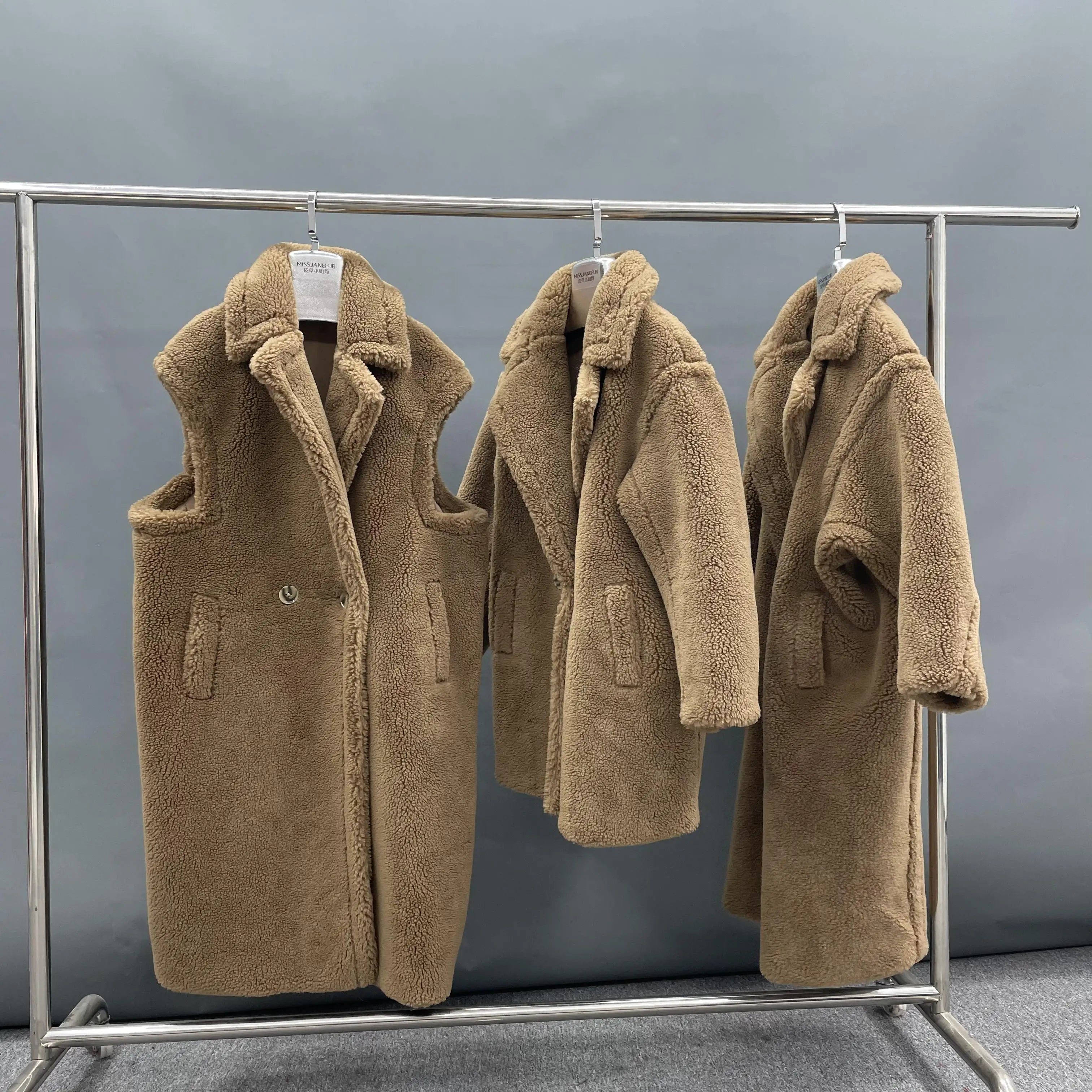 Women Fur Winter Coat Real Sheep Fur Jacket Shearling Teddy Coat