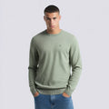 Men's Long Sleeve Stretch Cotton Spandex Pullover Sage Green Crew Neck Sweater Anti-Wrinkle and Anti-Shrink Summer Style