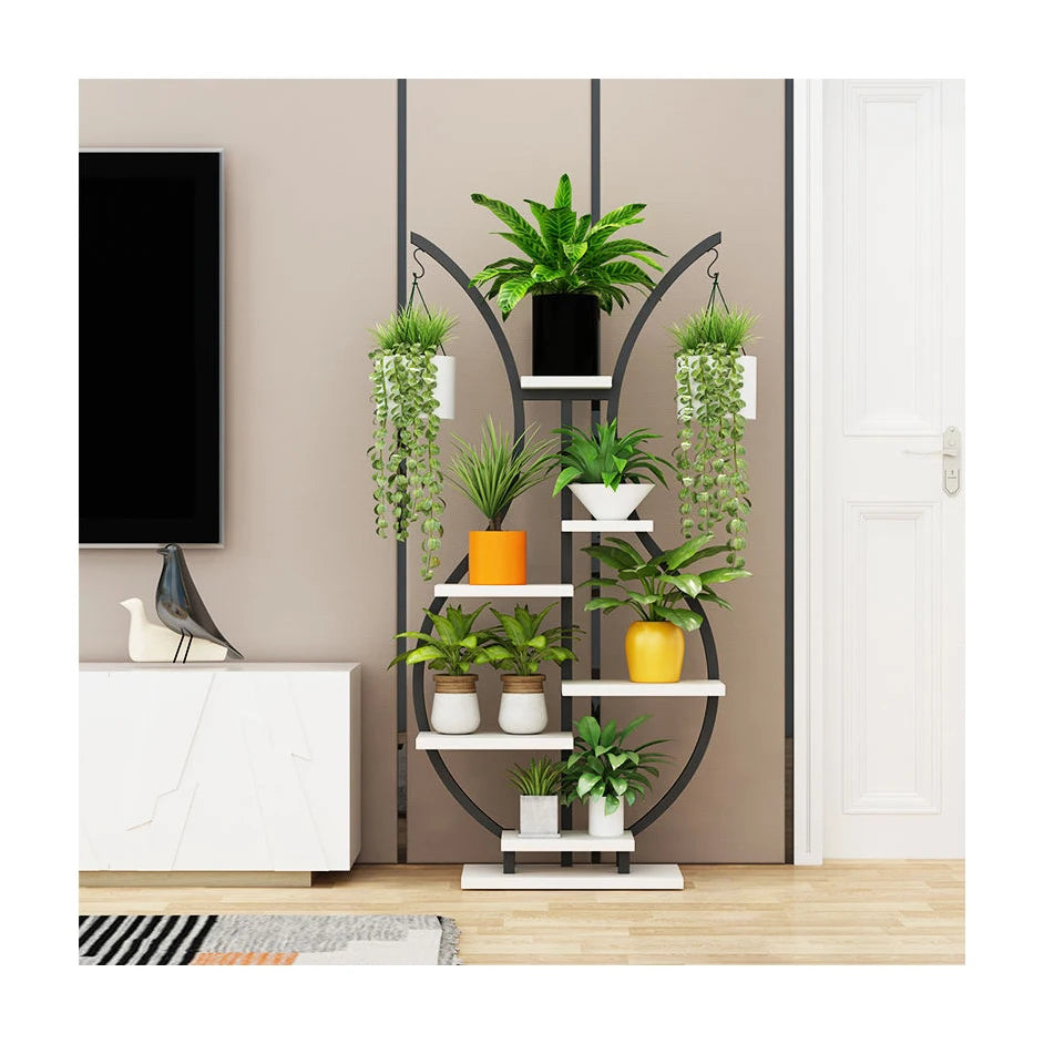 Hot Sale Modern Tall Metal Wood Tiered Ladder Plant Stands Storage Eco-Friendly Multi-functional Save Space Non-folding Indoor