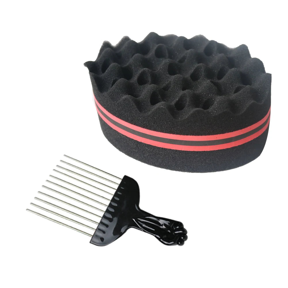 Oval Double Sides Magic Twist Hair Brush Sponge Pin Combs Afro Coil Wave Dreads-Barber Hairstyle Black Salon Accessories Home